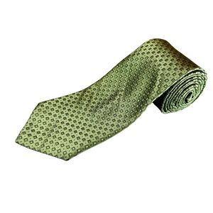DKNY  Green Silk Tie Men’s Designer Neckwear Geometric Diamond Pattern Classic
